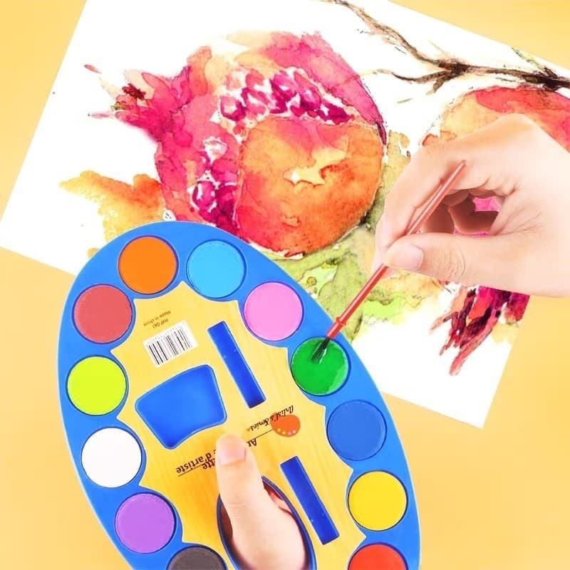 Conjunto Aquarela Com 12 Cores E Pincél Artístico