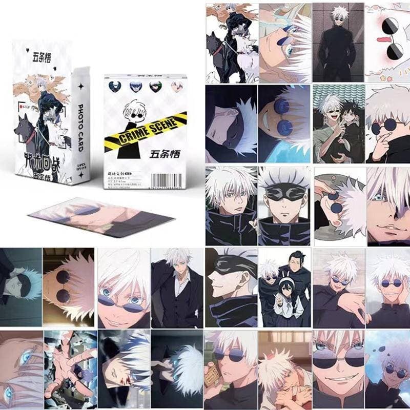 50Pcs/lot Anime Jujutsu Kaisen Cartões Laser Gojou Satoru De Impressão Frente E Verso Kids Toys Presente De Aniversário