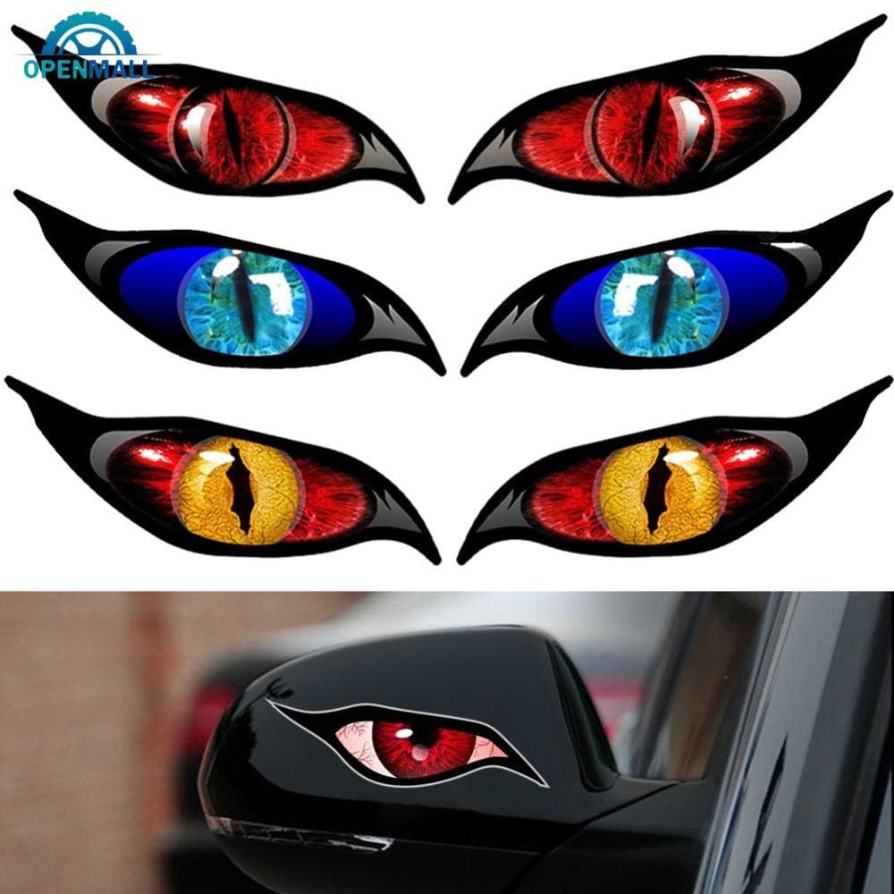 OPENMALL 2 Pçs 3D Estéreo Motocicleta Reflexivo Olhos De Gato Adesivo Espelho Retrovisor Decalque Para Moto Decoração Au