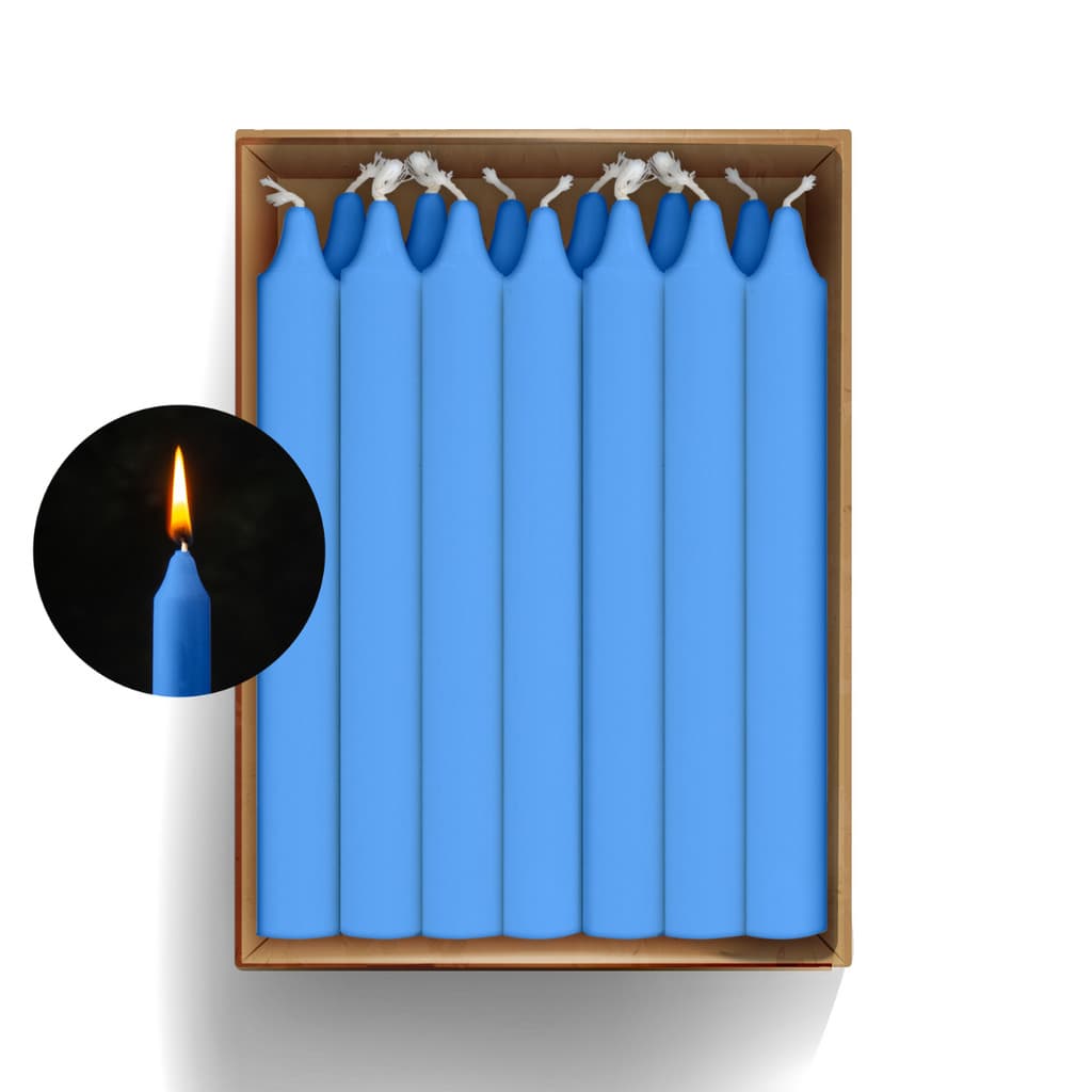 Kit 33 Velas Palito 16x1,5 Azul Claro Queima 4h30 100% Parafina