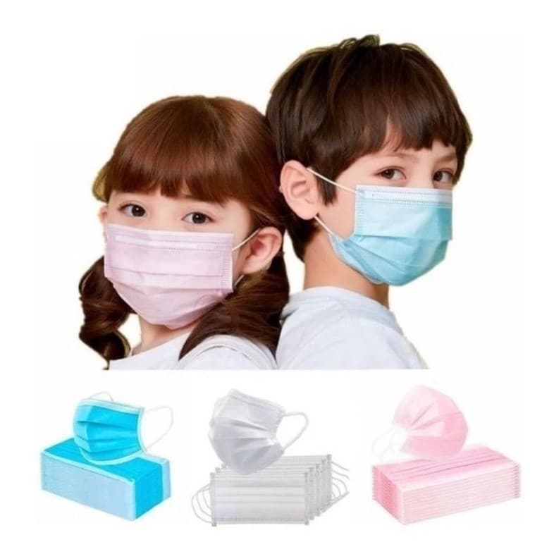 Kit 50 Máscaras Faciais Infantil Estampas Unissex  Proteção Respirável 3 Camadas