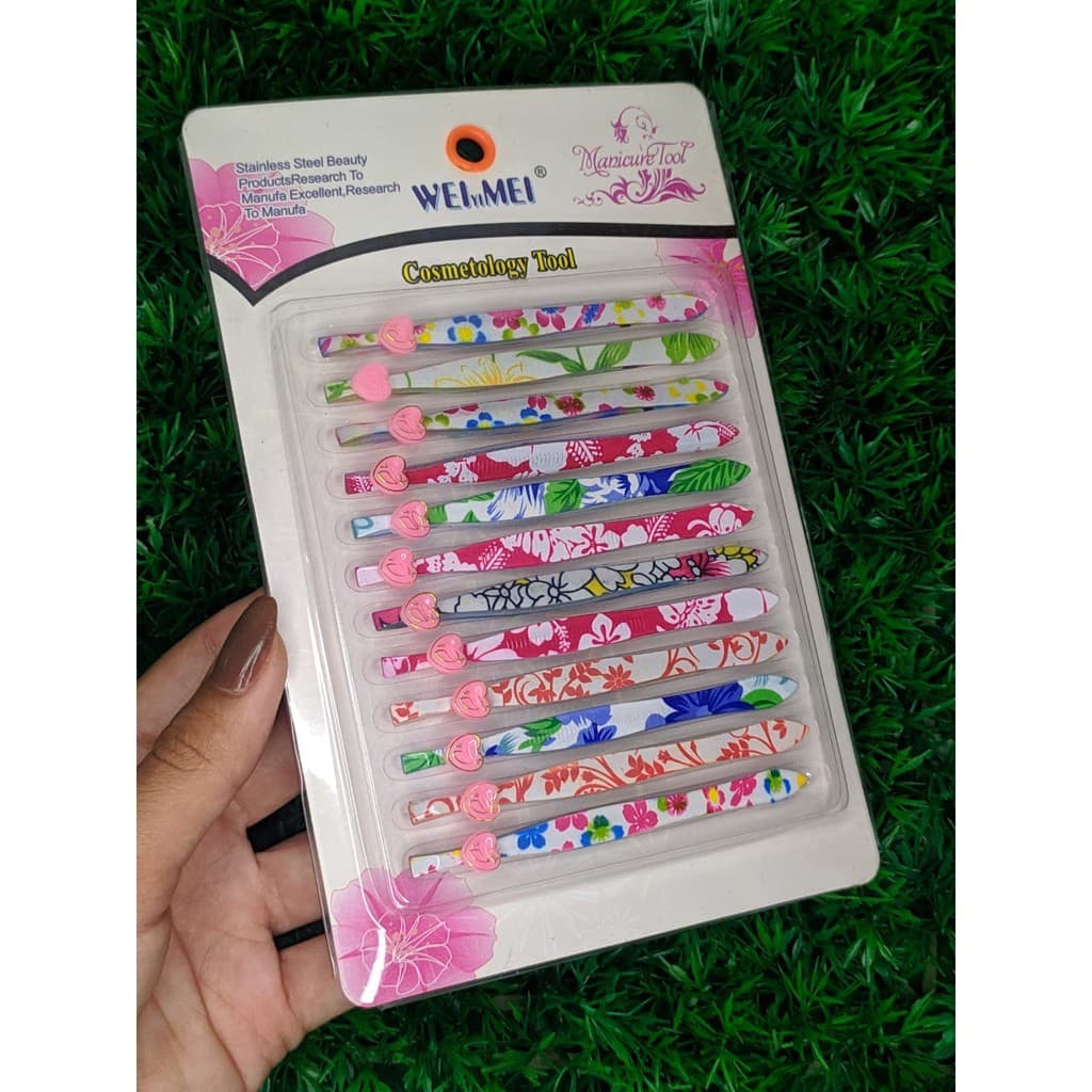 Pinça para sobrancelhas decorada colorida aleatória unidade