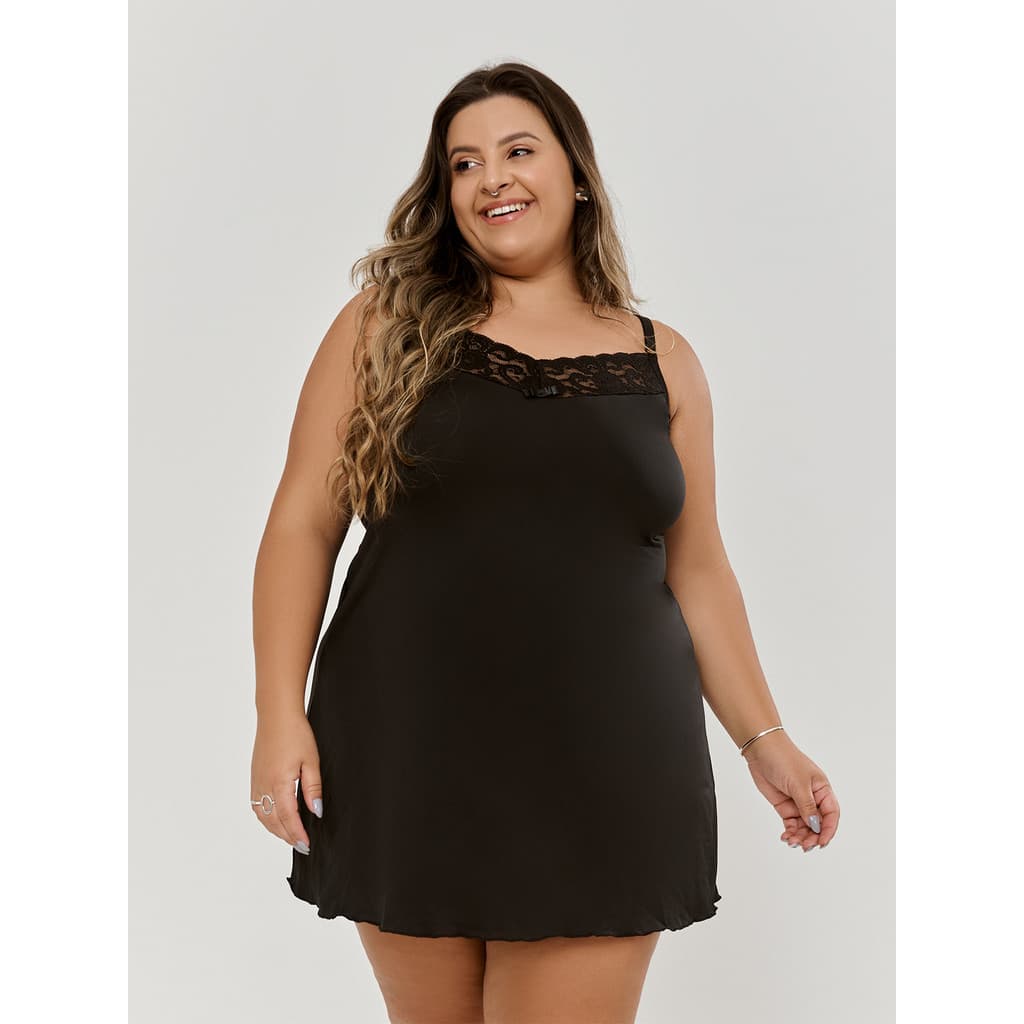 Camisola Com Renda Plus Size Tecido Premium Alças Reforçadas Com Regulagem