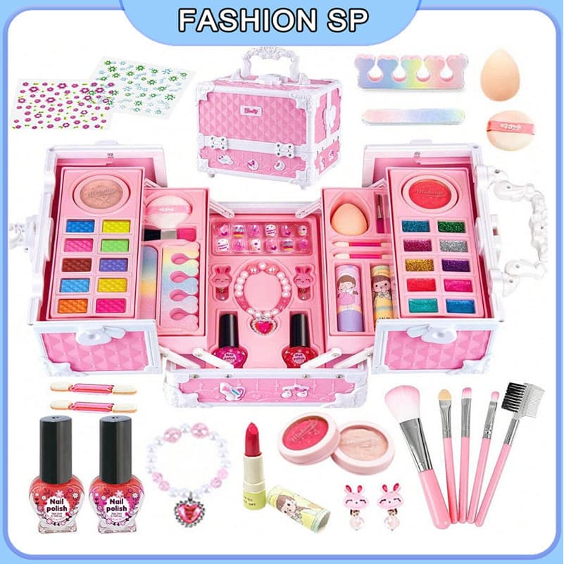 Conjunto Maquiagem C/maleta Infantil Lavável Presente Crianç