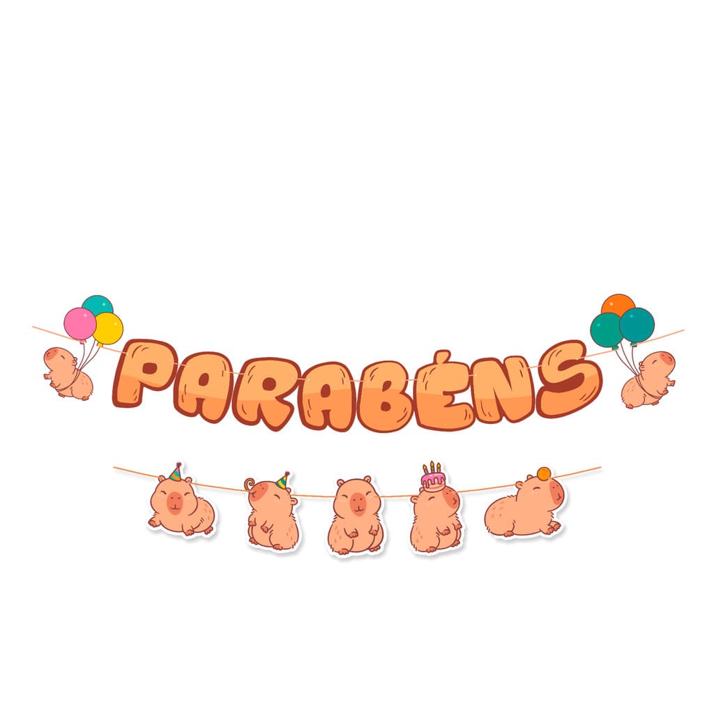 Faixa Aniversário festa Capivara Decoração Aniversário 1,5m cor viva