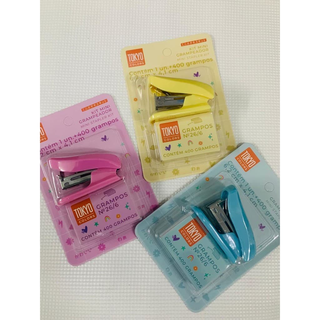 Mini Grampeador com Grampos – Ideal para Escritório e Escola