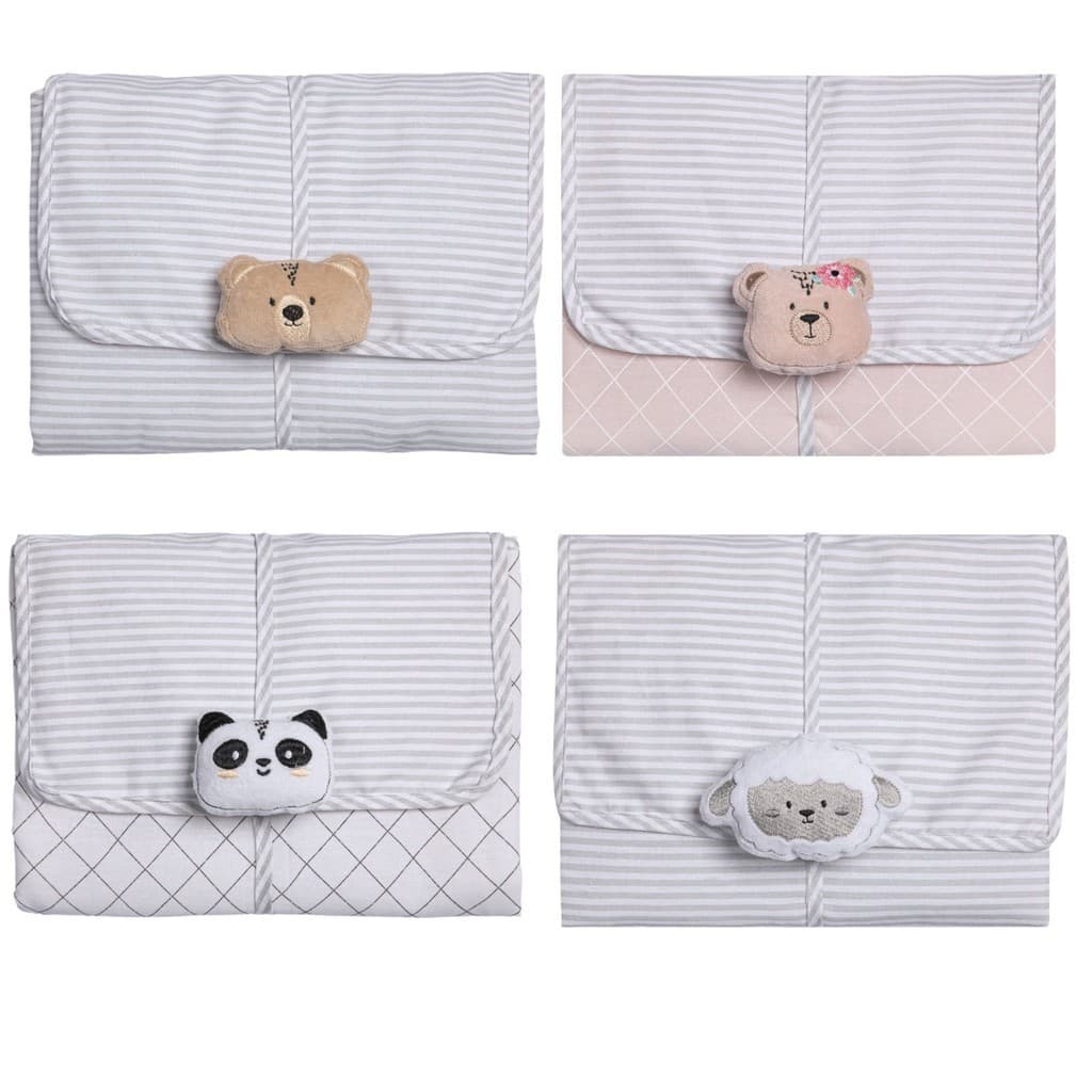 Trocador Portátil 66cmx40cm Impermeavel Bordado Papi Friends C/Porta Fraldas