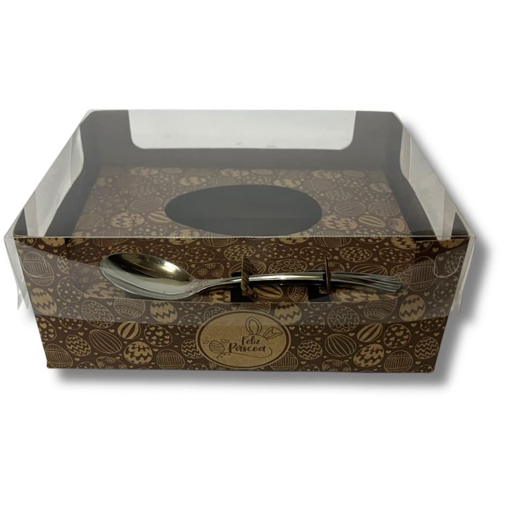 Caixa Ovo de Páscoa de Colher Marrom Ovinhos P - 350gr, 250gr, 150gr - 10un