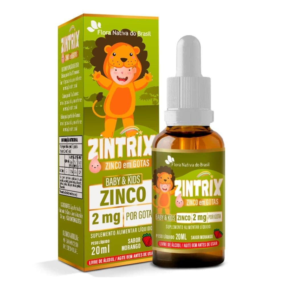 Zintrix ( Zinco 2mg / Gota) 20ml Sabor Morango KIDS