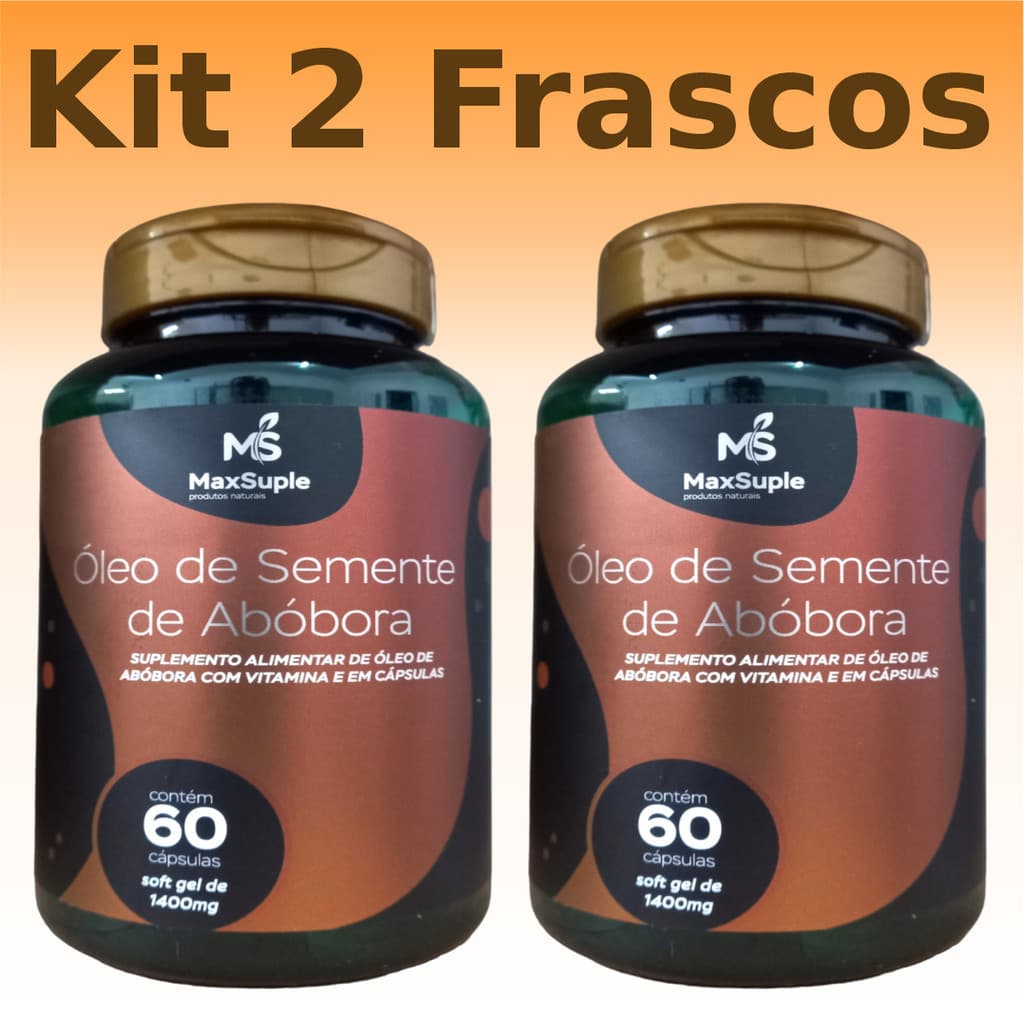 ÓLEO DE SEMENTE DE ABÓBORA 1400mg 60 CÁPSULAS MAXSUPLE KIT 2 FRASCOS