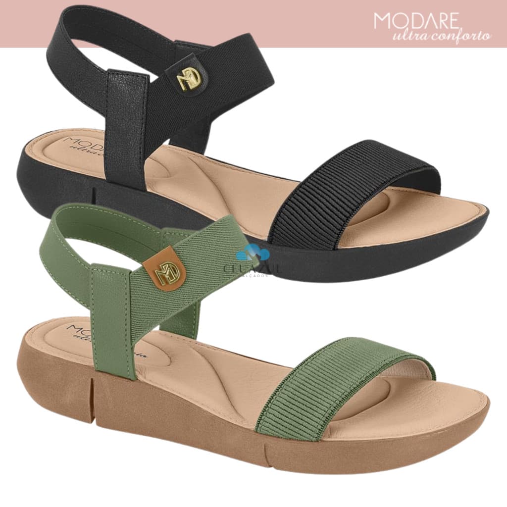 Sandália Papete Feminina Modare Elástico Ortopédica Ultraconforto Básica