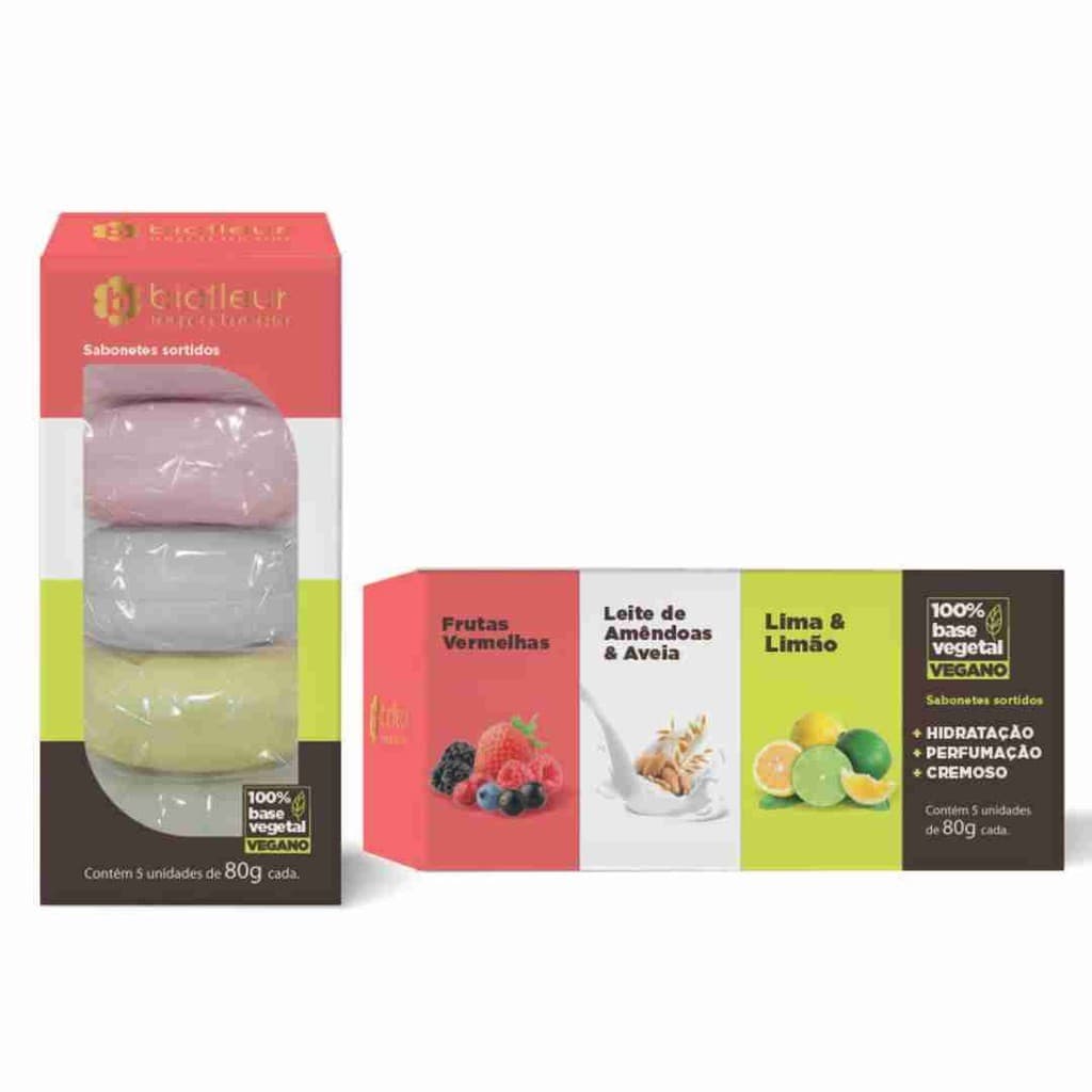 Sabonete Biofleur Kit Sortido 5x80g Fragrâncias Variadas e Vegano