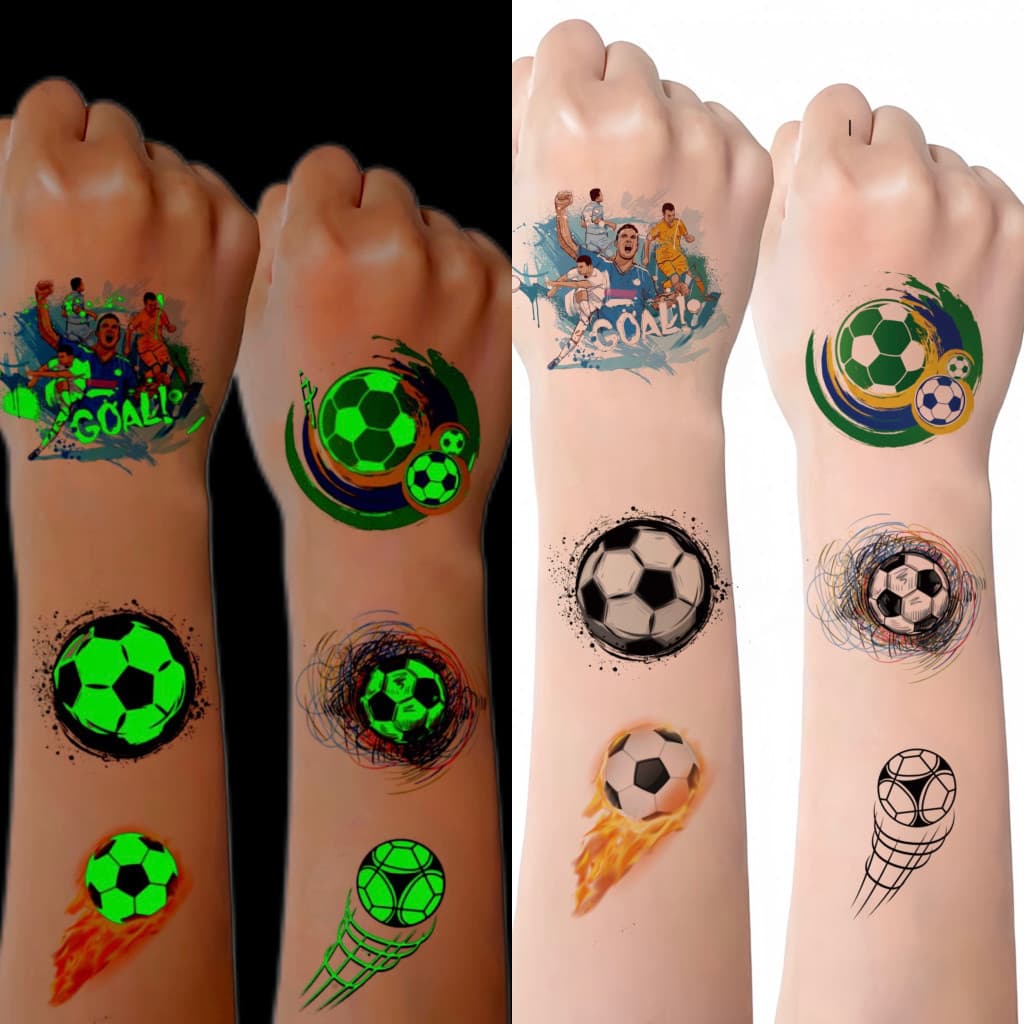 10 Folhas Noctilucentes Futebol Rosto Tatuagens Temporárias Super Tigela Tatuagem Adesivo