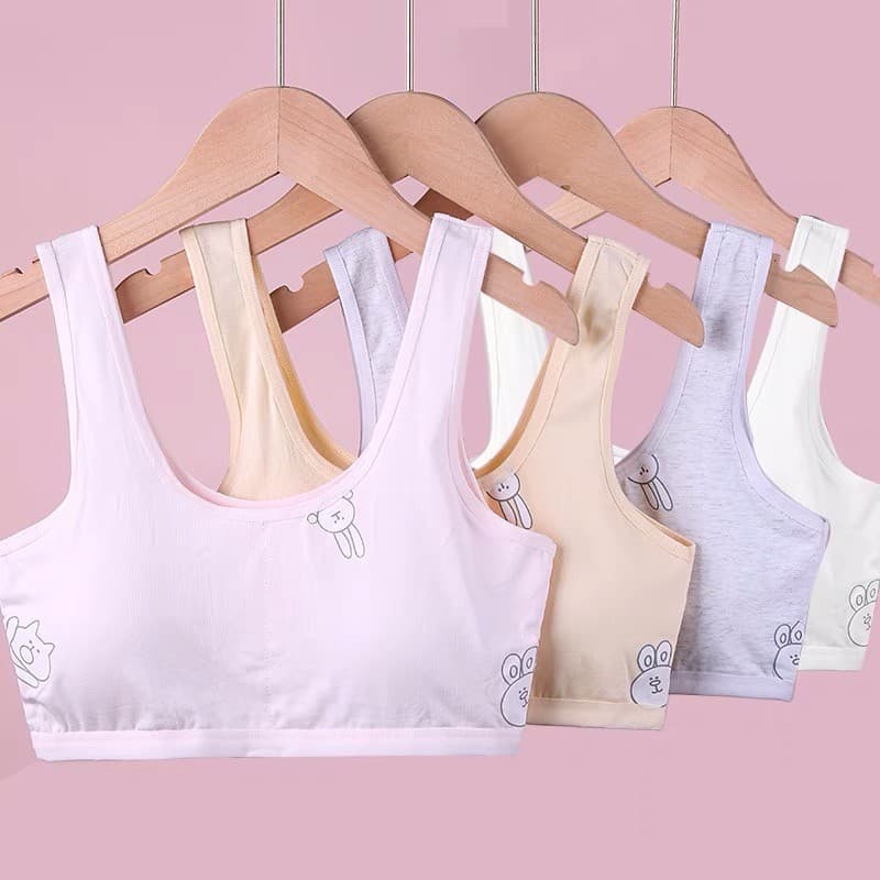 Kit 3 Pçs Top Juvenil Menina Algodão Bojo Removível Alça Grossa Bichinhos