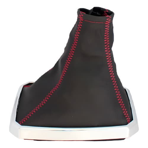 Guarda Pó Alavanca Cambio Corsa Napa Preta Costura Vermelha