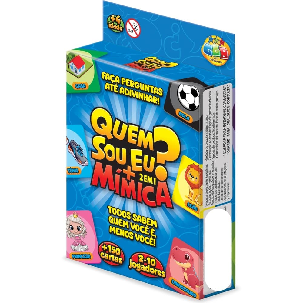 JOGO 2 EM 1 QUEM SOU EU? + MÍMICA GGB 150 CARTAS DIVERSÃO BRINQUEDOS RACIOCÍNIO EDUCATIVO PERGUNTAS