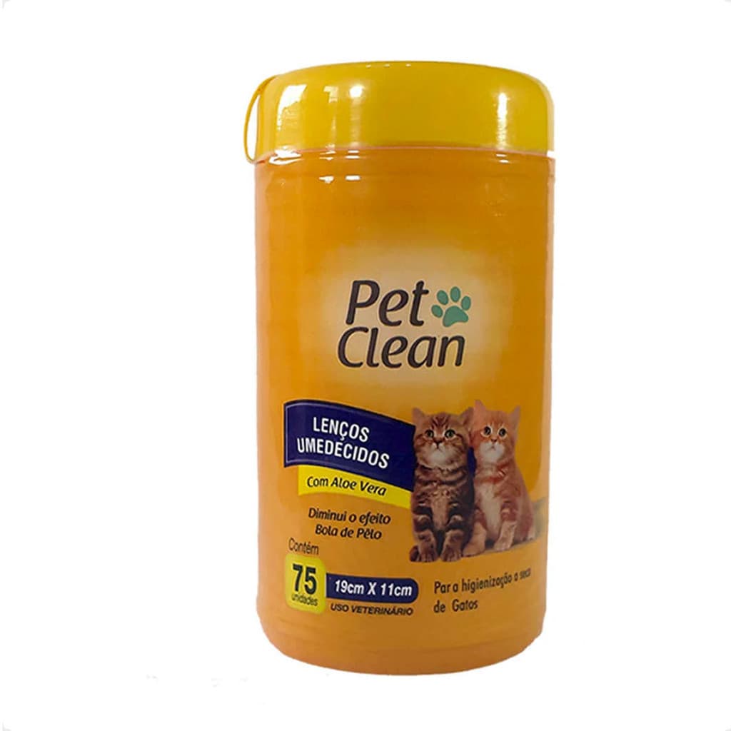 Lenços Umedecidos Pet Clean para Gatos - 75 Unidades