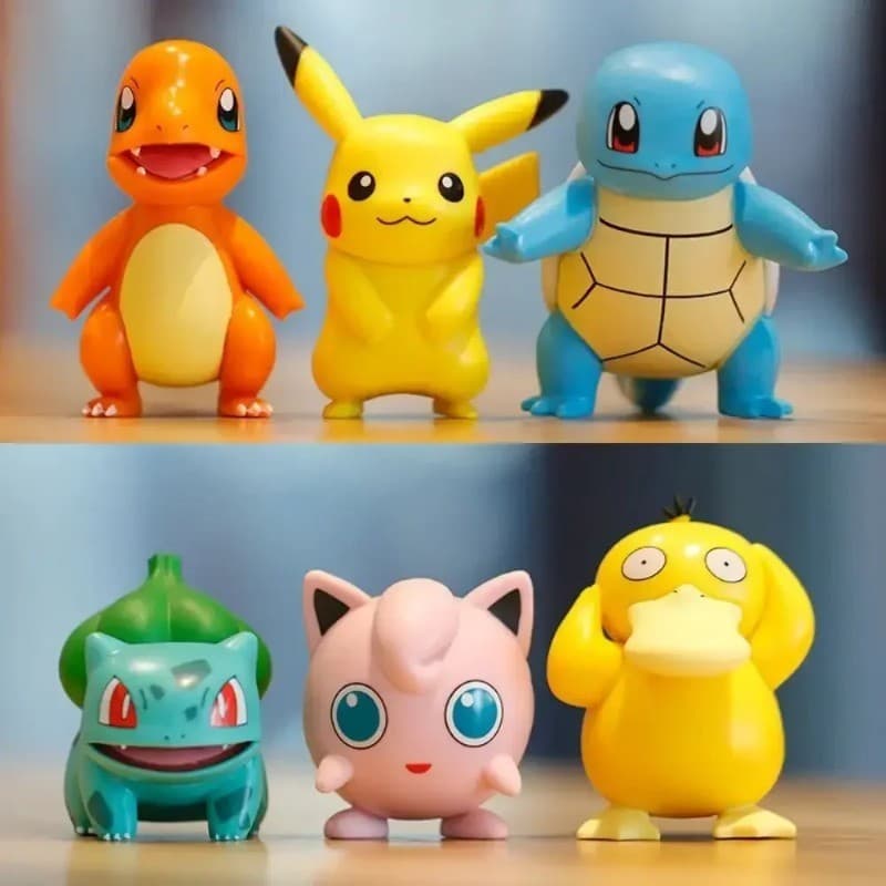 6pc/set Kawaii Pokemon Cake Topper Anime Figura Doll Cute Pikachu Ação Figurino Modelo Coleção Dolls Kids Brinquedos Presentes