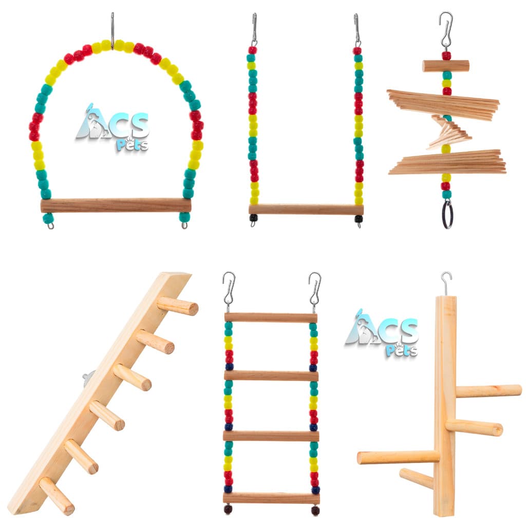 Kit Brinquedo Para Pássaros Calopsita, Periquito, Agapórnis, Rosela, Acessórios Para Aves