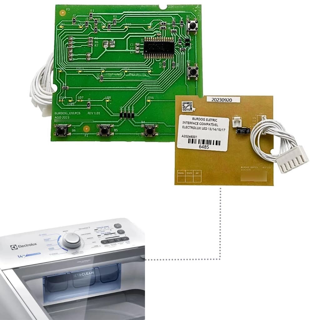 Placa Interface Lavadora Electrolux Led13 Led14 Led15 Led17 Luz Branca A20246001 Bivolt
