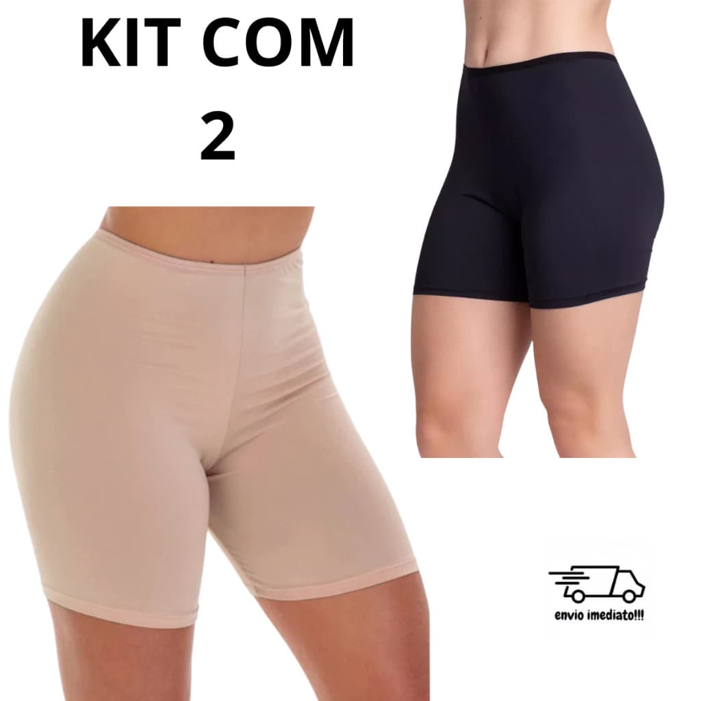 Kit 2 Short Anágua Meia Perna Liso Conforto Segunda Pele Feminino Bermuda Moda íntima Lingerie
