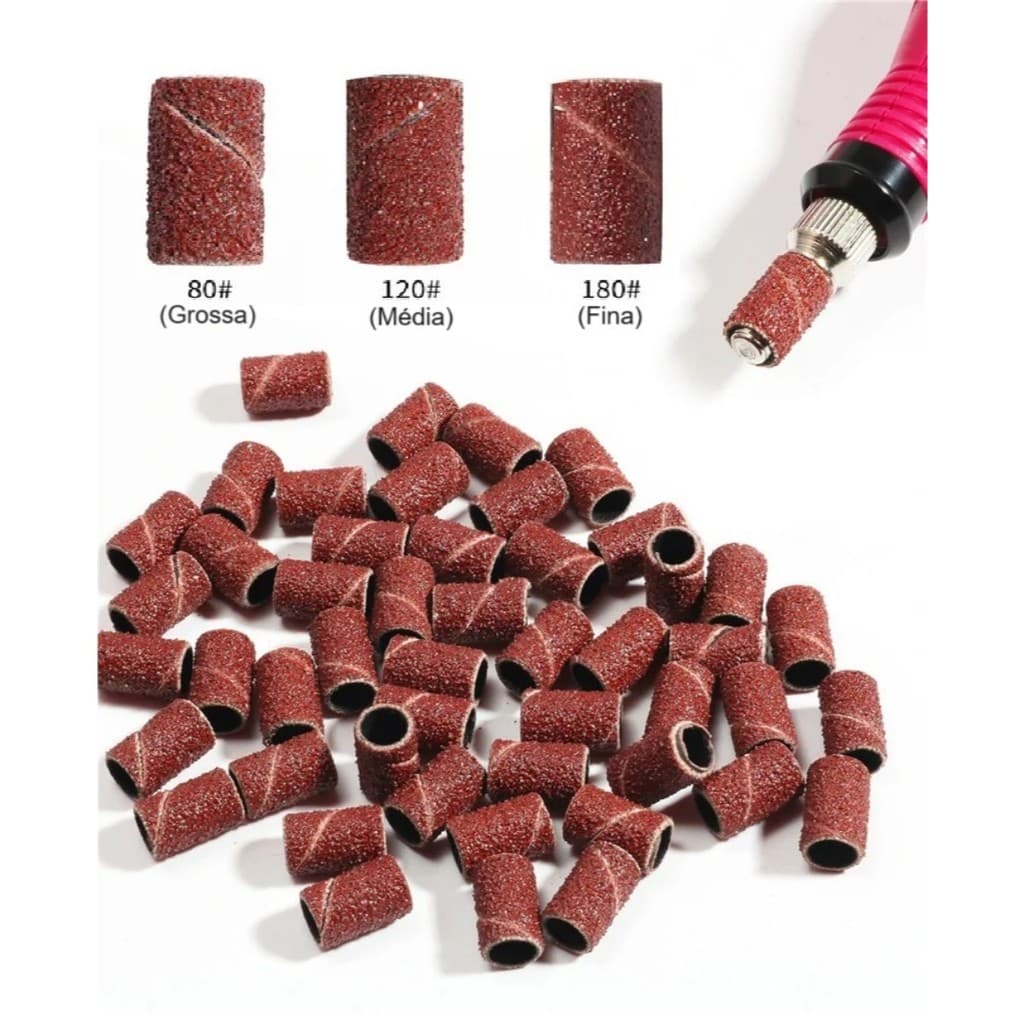 Kit 100 Refil Lixa Unha Acrigel Motor Eletrico Profissional