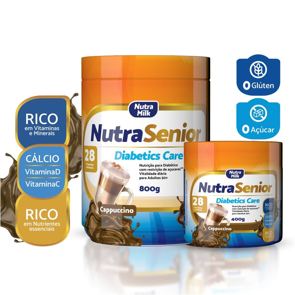 Suplemento alimentar para idosos sem açúcar Nutra Senior Diabetics Care Zero Açúcar e Zero Glúten