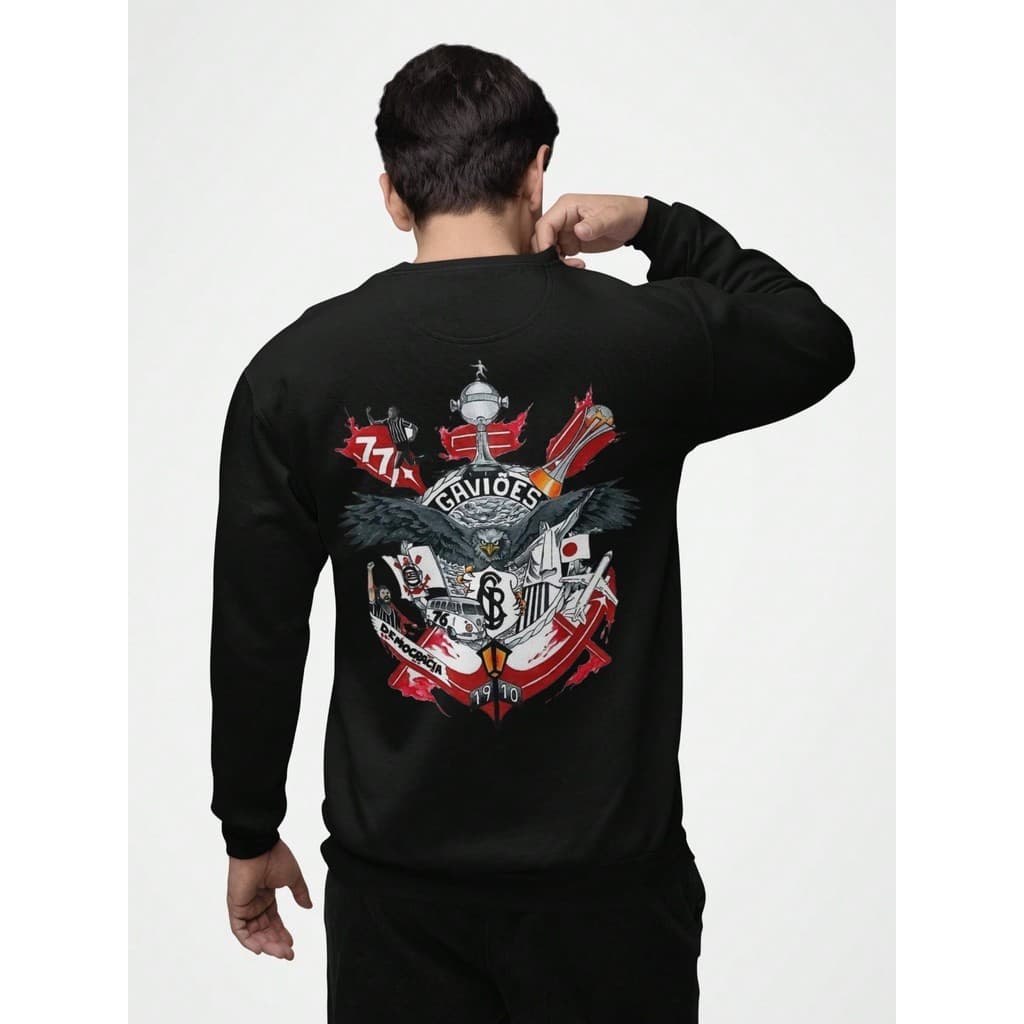 Blusa De Frio Moletom Gola Redonda Time Futebol Timão Gaviões da Fiel