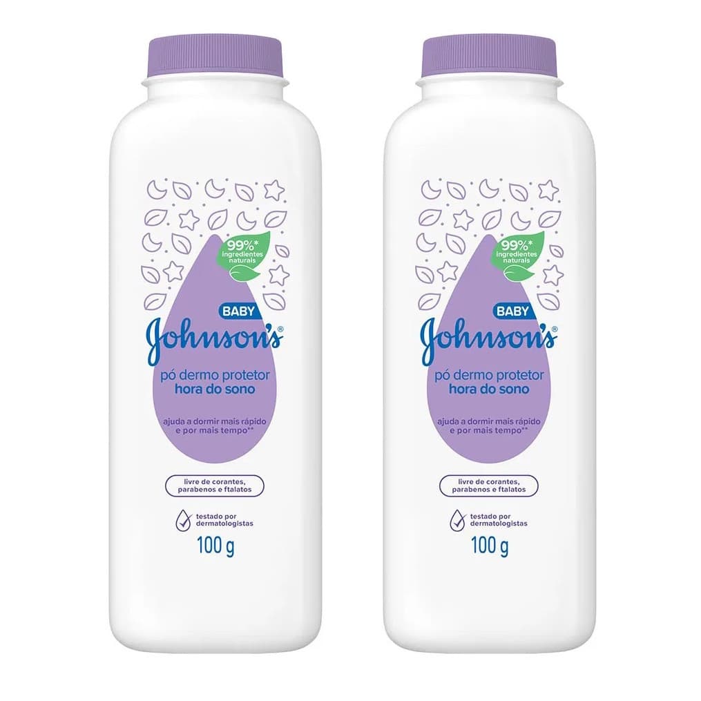 Kit 2 Talco Johnsons Baby 100g Dermo Protetor Hora do Sono