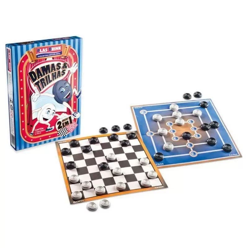 Jogo Tabuleiro Damas e Trilhas Plasbrink