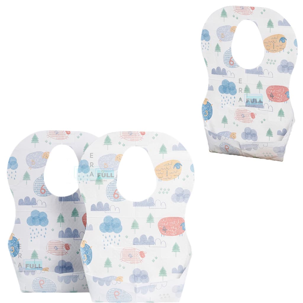 40 Babadores Descartáveis Bebê Impermeável C/ Bolso Coletor Introdução Alimentar Absorvente Nenem