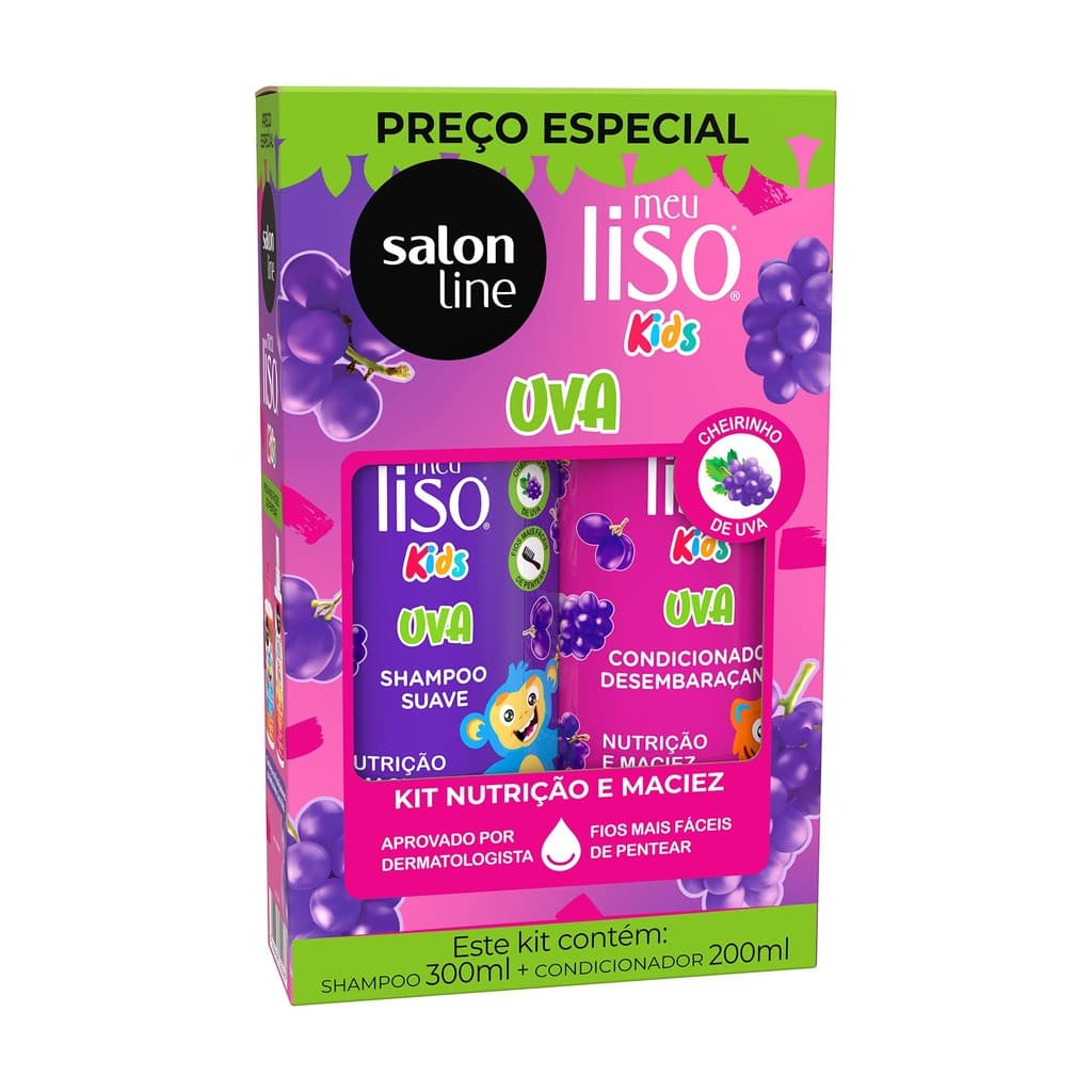 Kit Shampoo e Condicionador Uva Meu Liso Kids