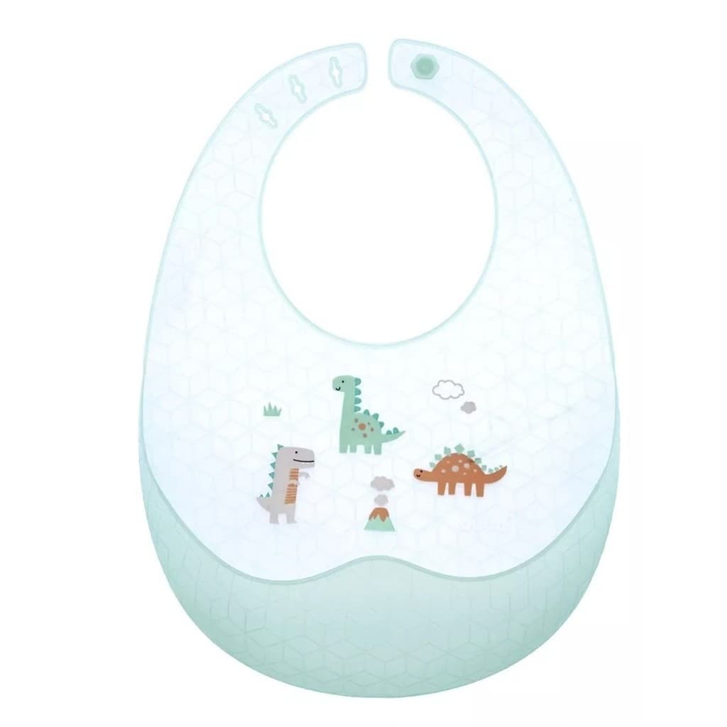 Babador De Silicone Infantil Com Estojo Pega Migalhas Buba Arco Iris ou Dino