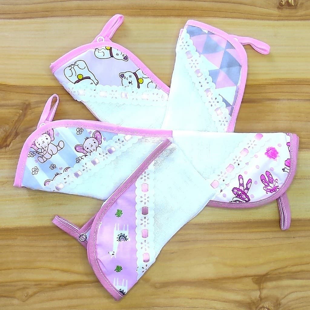 Toalhinhas de Boca para Bebê C/ Porta Chupeta Kit c/5 100% algodão