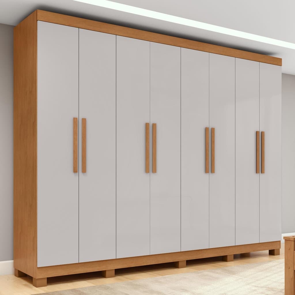 Guarda-roupa Casal Easy Slim 8 Portas Com Pés Amendoa Clean/Off White
