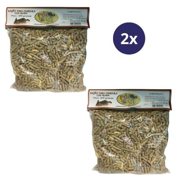 Kit 2 Un Ração com Alfafa para Chinchilas Roi Roi 600g