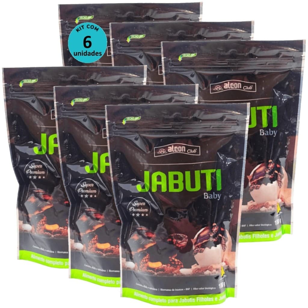 Alcon Club Jabuti Baby 100g Super Premium Kit Com 6 Ração Para Jabuti Tartaruga Filhote e Juvenil