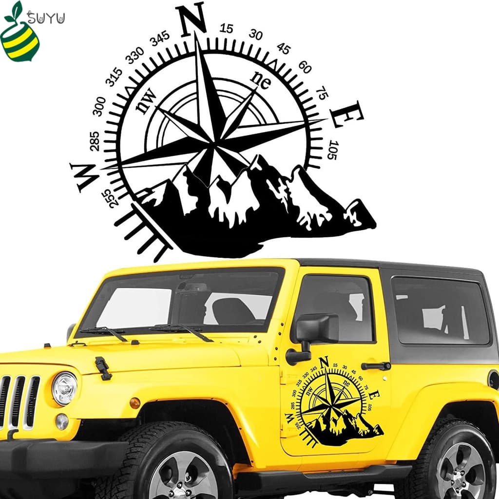 50 * 40cm Montanha Bússola Carro Veículo Corpo Janela Decalques Reflexivo Decoração Adesivo