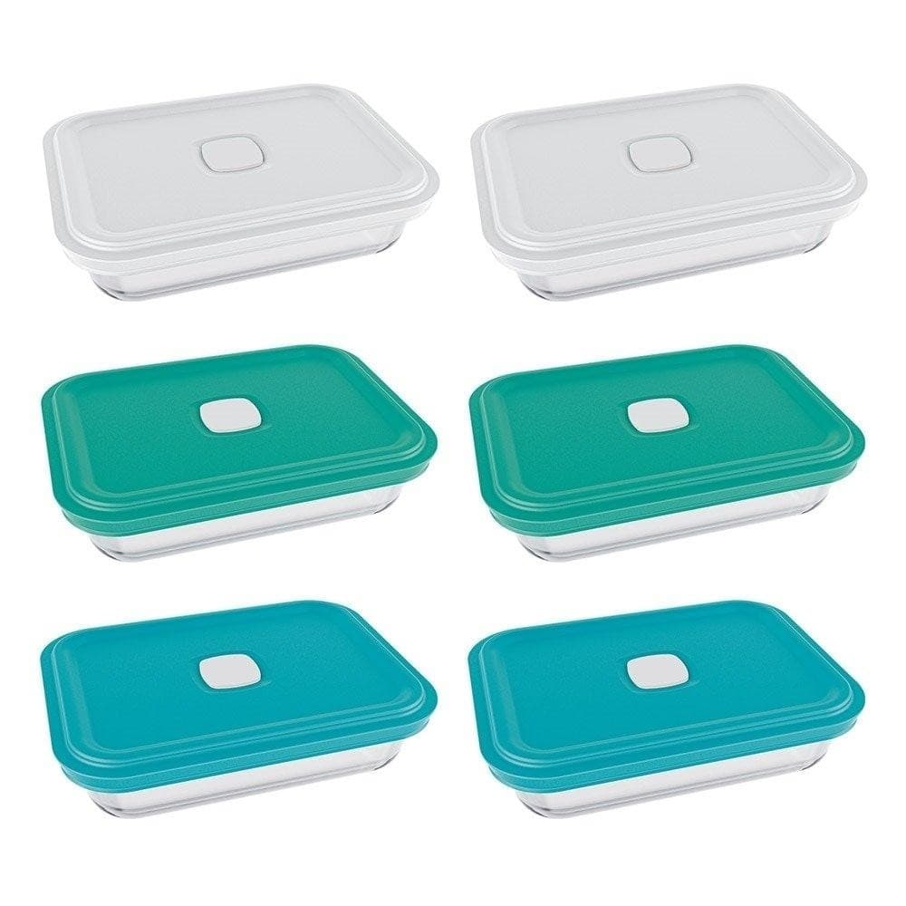 Tigela Marinex Facilita Vap 750ml Retangular 0726 com Tampa|Cores Sortidas - Embalagem com 6 Peças