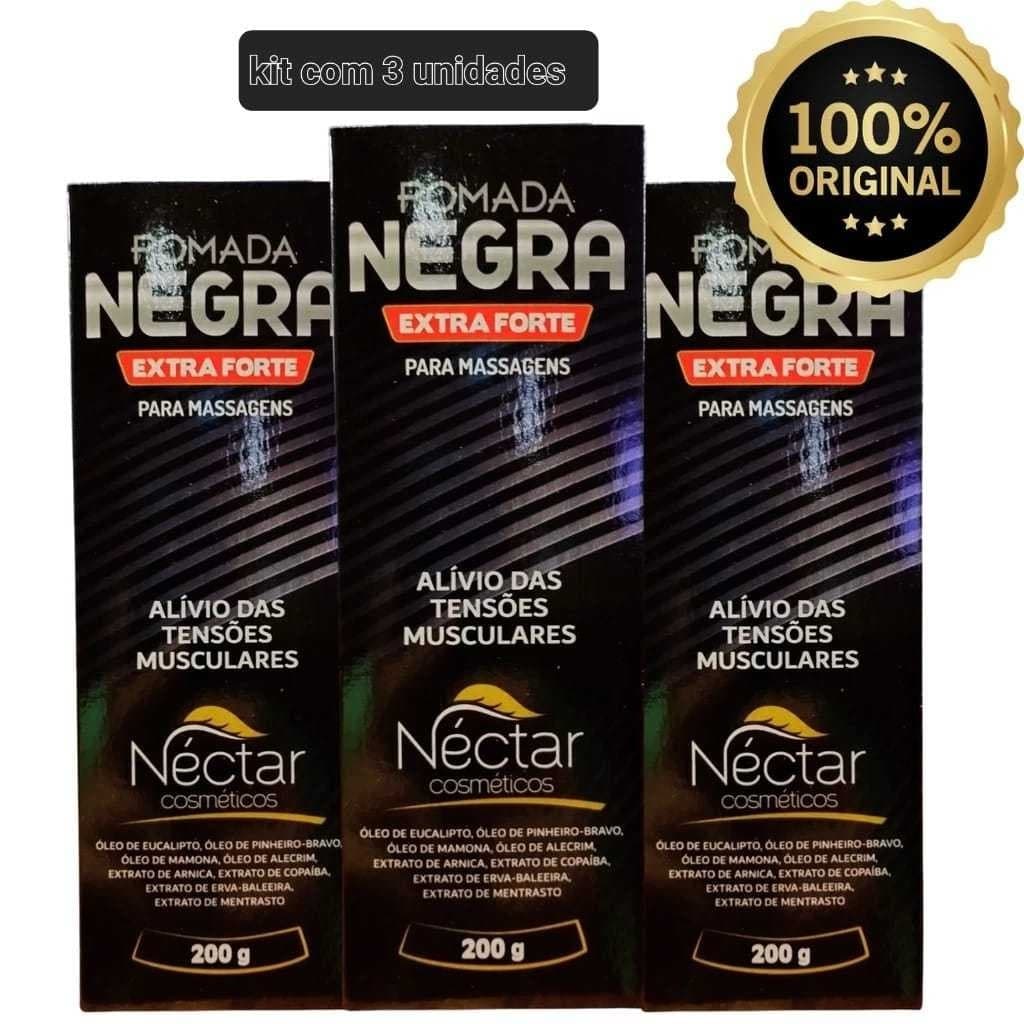 Kit com 3 unidades gel massageador pomada negra - NÉCTAR