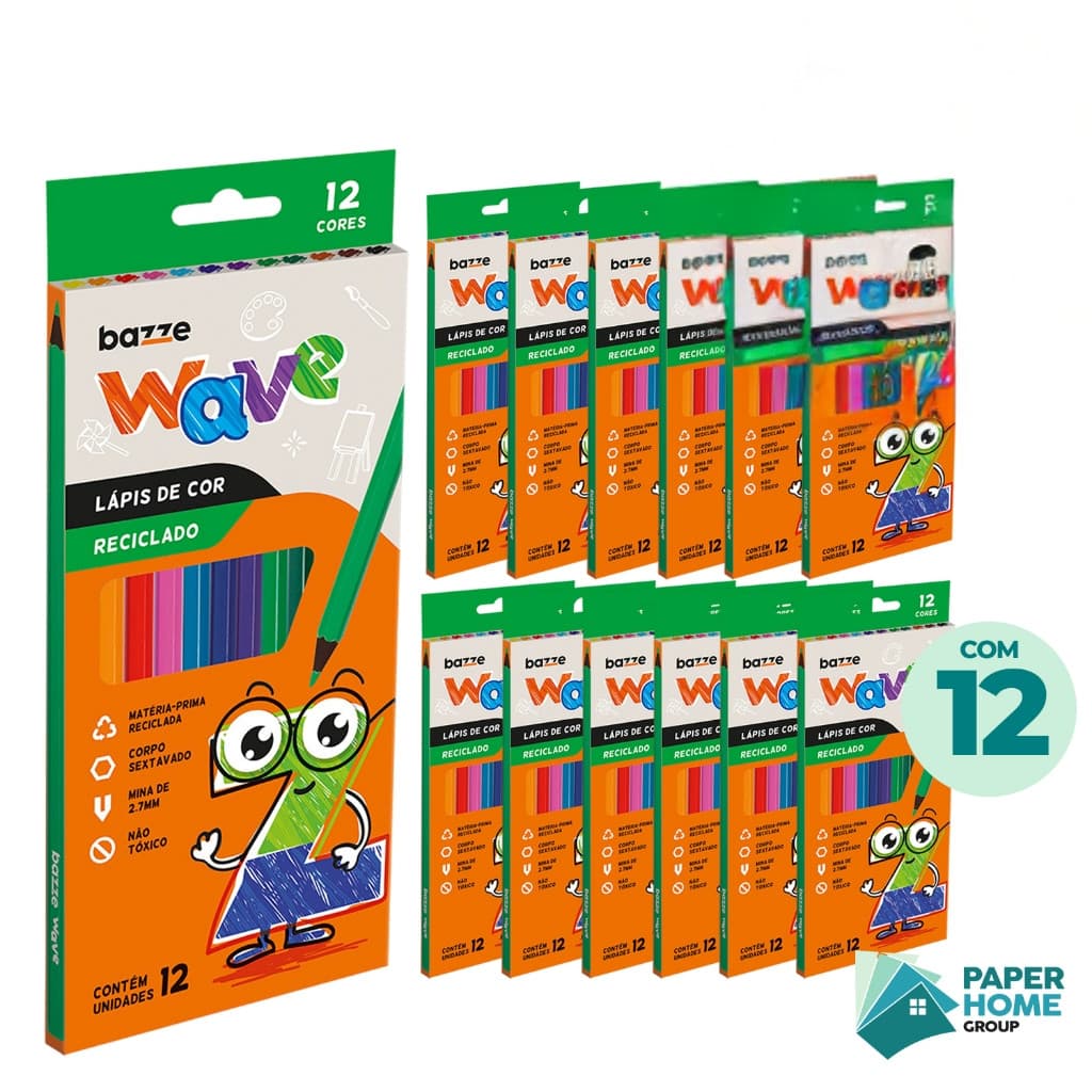 Kit 12 Caixas De Lapis De Cor Grande Com 12 Unidades Leo & Leo Bazze