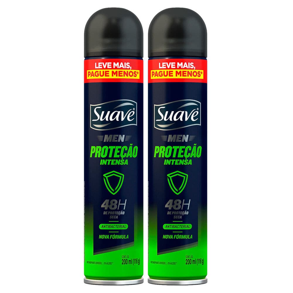 Kit 2 Desodorante Suave Men Proteção Intensa Aerossol Antitranspirante 48h 200ml