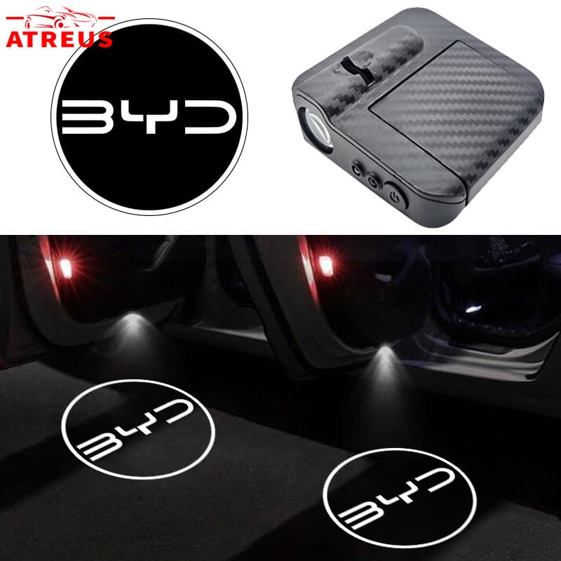 1/2 Peças BYD LED Luz De Boas-Vindas Porta Fibra De Carbono Do Carro Projetor Para BYD Dolphin Plus Dolphin Mini Seal