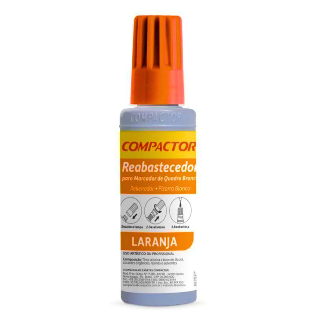 Reabastecedor  Refil Para Quadro Branco Compactor  30mL - LARANJA