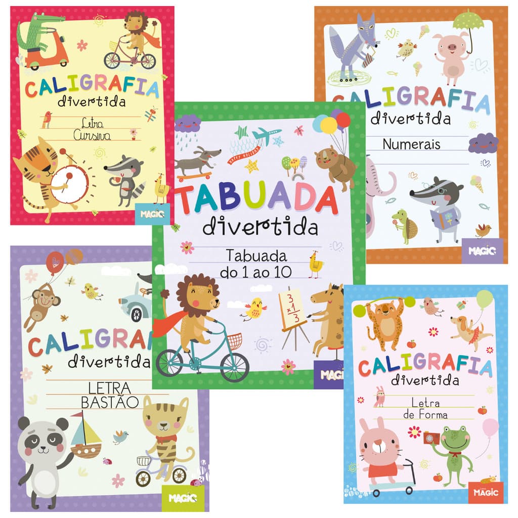 Kit Livro de Atividade Caligrafia Divertida - Numerais - Tabuada - Letra de Forma - Letra Bastão - Letra Cursiva