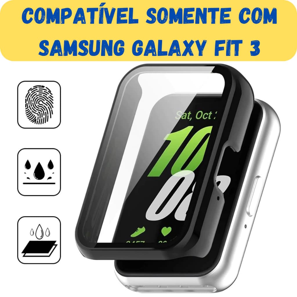 Case PC Capa Capinha Com Película Para Smartwatch Samsung Galaxy Fit 3 Relogio Fit3