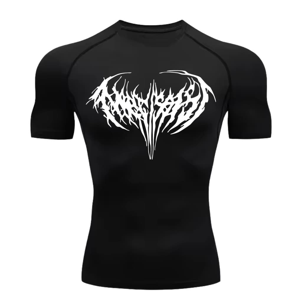 Camiseta Compressão Proteção Uv 50+ Estampada Na Frente Tecido Gelado Segunda Pele Manga Curta Cyber Tribal Narcissist