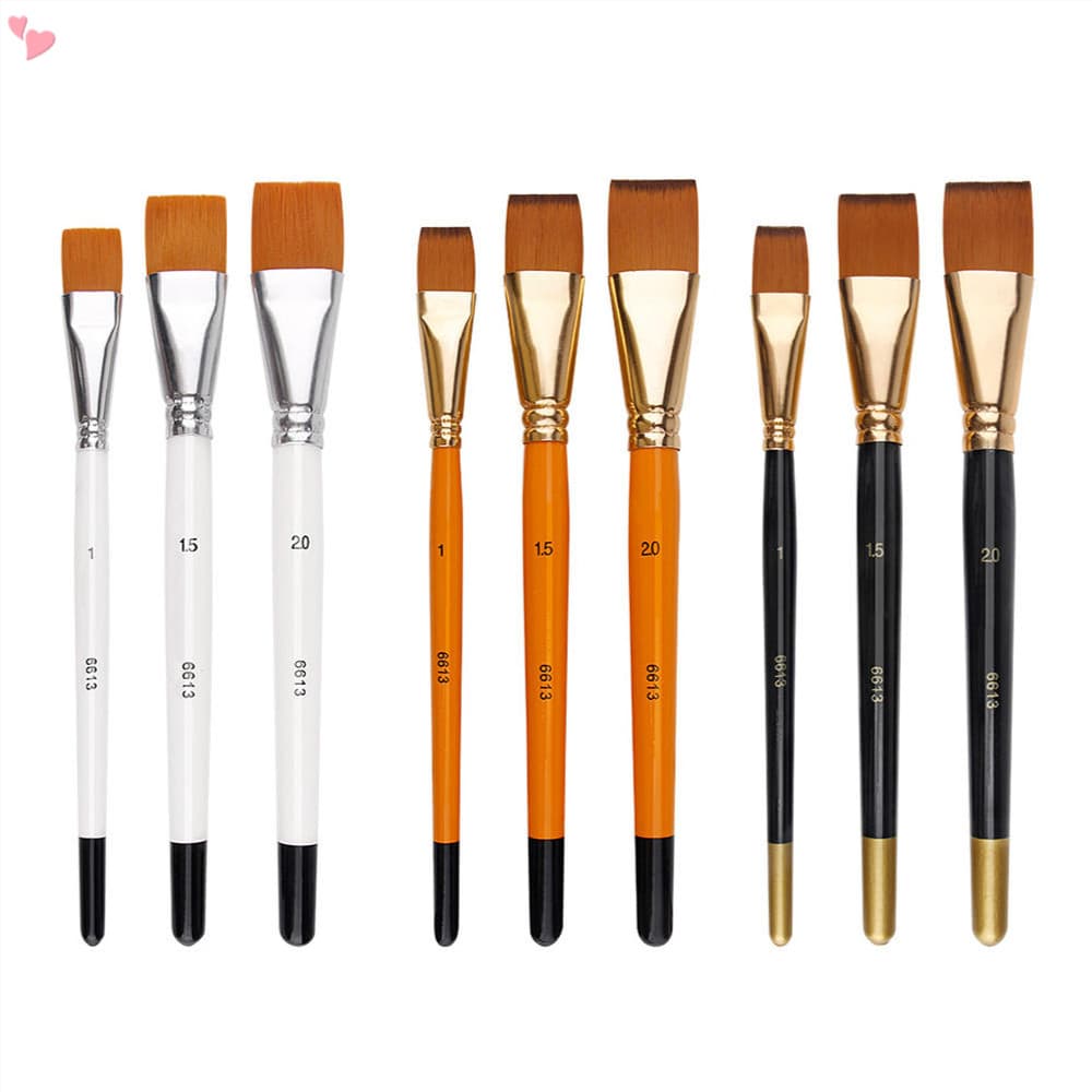 Conjunto De 3 Pcs De Pincel Para Pintura , Pincéis De Nylon Acrílico Pequenos Artística Com Cabo De Madeira Facial De Óleo De Aquarela Gouache