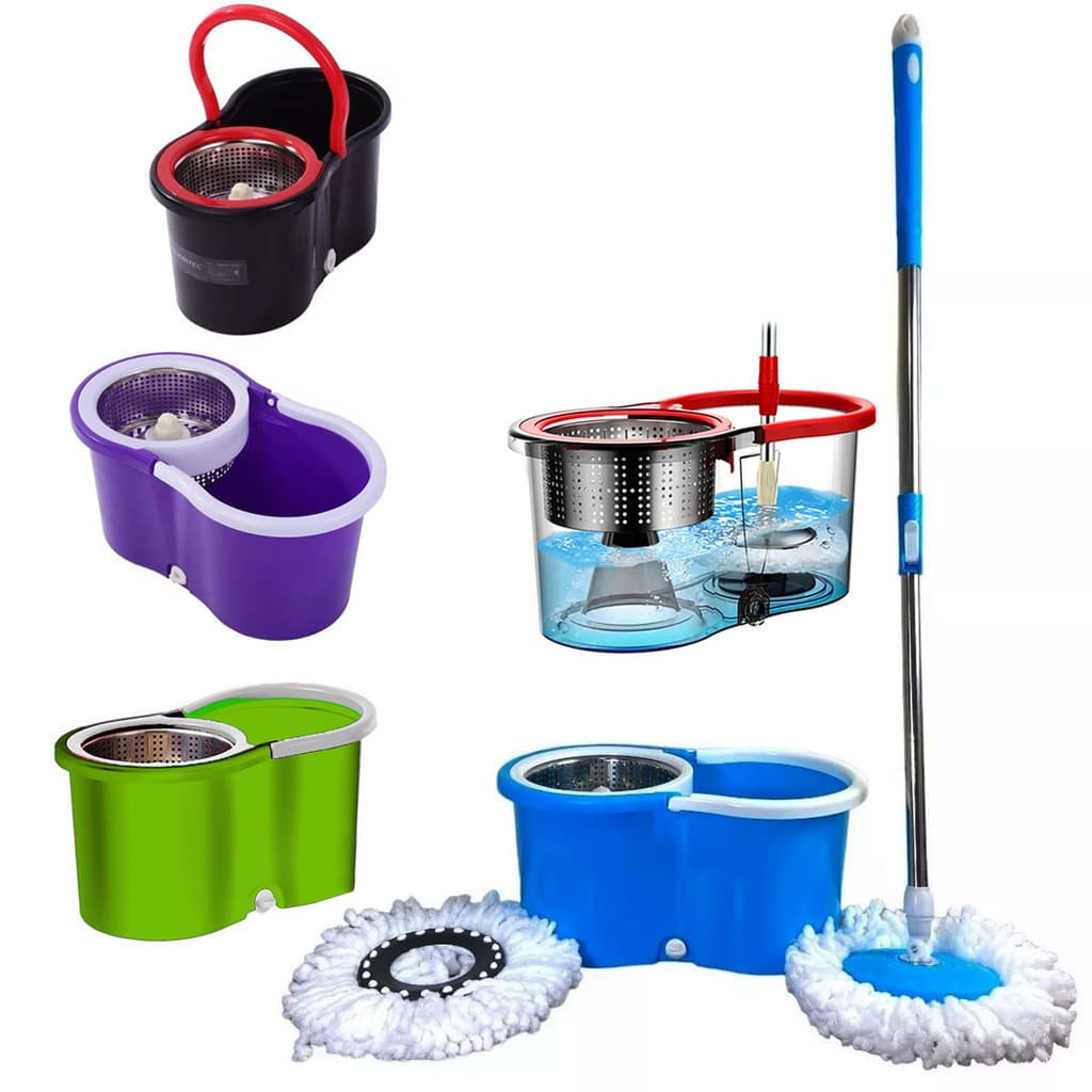 Mop Esfregão Giratório de Limpeza Inox com Refil