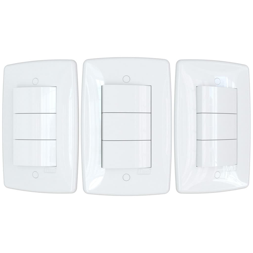3 Interruptores de Luz Triplo Simples Branco Finesse+ B.lux